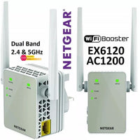 NETGEAR WiFi Extender EX6120, up to 1,500 sq ft, 1.2 Gbps
Signal Booster for Home, Easy Set Up, 25 devices, Works with any Router, Compact Design, WiFi 5, AC1200