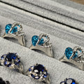Imported Crystal Rings for Women Blue Heart & Oval Designs