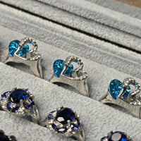 Imported Crystal Rings for Women Blue Heart & Oval Designs