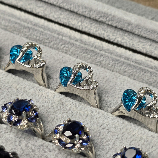Imported Crystal Rings for Women Blue Heart & Oval Designs