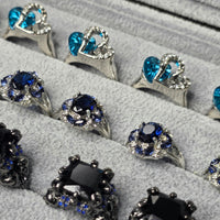 Imported Crystal Rings for Women Blue Heart & Oval Designs