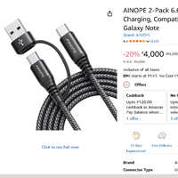 AINOPE 2-Pack 6.6ft 60W USB C to USB C Charger Cable