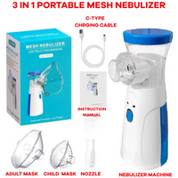Portable Mesh Nebulizer Machine with Masks & Mini Inhaler for Kids & Adults