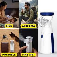 Portable Mesh Nebulizer Machine with Masks & Mini Inhaler for Kids & Adults
