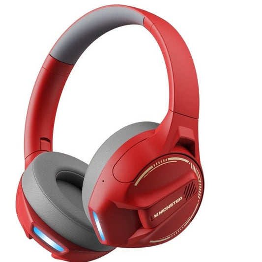 Wireless Gaming Headphones with LED Lights – Red Over-Ear Headset